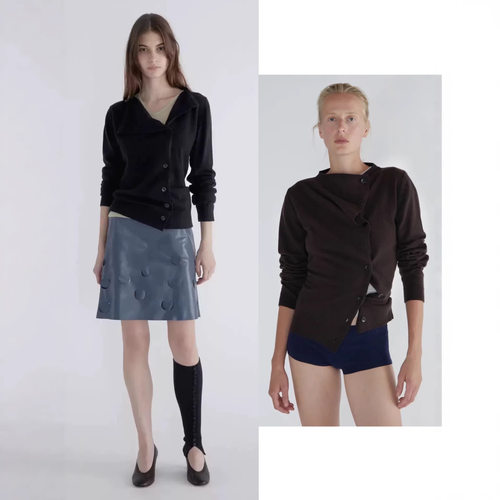 Paloma wool 25秋冬新款纯色圆领单排扣针织开衫