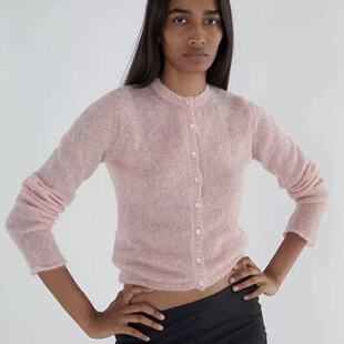 paloma wool西班牙羊毛混纺针织圆领单排扣开衫长袖慵懒风上衣