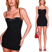 I.AM.GIA 小黑裙 纽扣修身 FRANCESCA 燕尾风缎面领口蝴蝶结