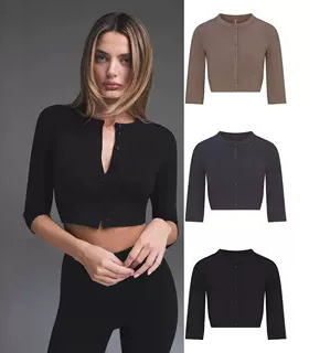 新品SKIMS SMOOTH LAYERS CROPPED CARDIGAN舒适短款纽扣开衫外套