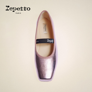 新款 REPETTO丽派朵LISBETH牛皮革皮底玫瑰金一字带芭蕾鞋 2025秋季