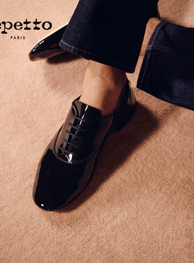 【明星同款】REPETTO丽派朵 ZIZI皮底牛漆皮英伦牛津鞋皮鞋