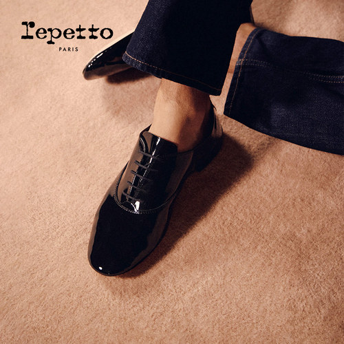 REPETTO黑色包头牛津鞋通勤