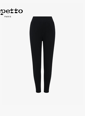 REPETTO丽派朵 女士黑色运动休闲弹力腰显瘦直筒裤 2025秋冬新款
