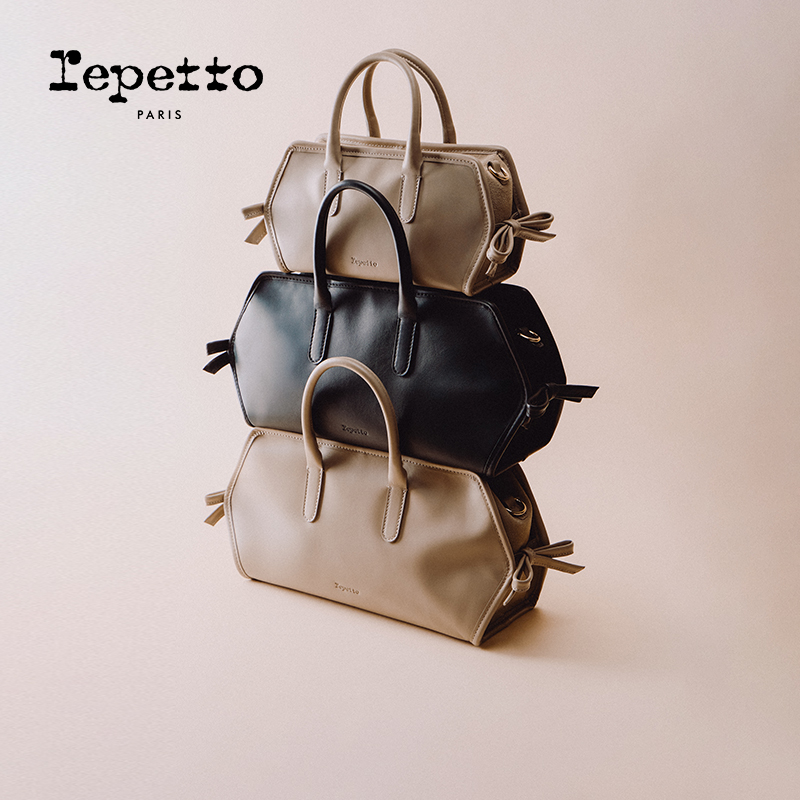 REPETTO丽派朵 GALA灰褐色小号真皮法棍保龄球包 2025秋季新款