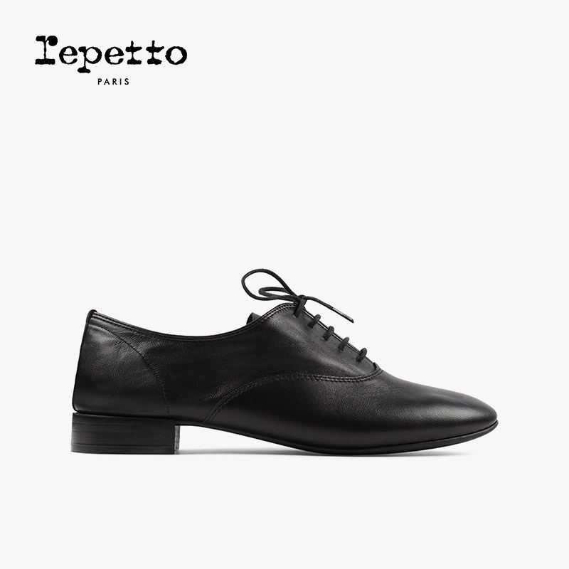 REPETTO丽派朵 ZIZI胶底女士黑色羊皮革圆头复古系带牛津鞋皮鞋,女鞋,牛津鞋/布洛克鞋/德比鞋,淘宝优惠券,粉丝福利购,淘宝优惠卷