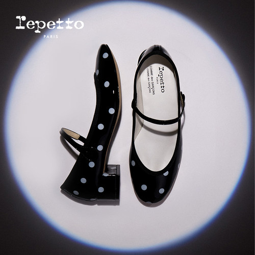 REPETTOX CDG联名皮底黑白波点低跟玛丽珍鞋 2025秋季新品