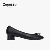 REPETTO丽派朵 新款 CAMILLE胶底牛皮革黑色芭蕾低跟鞋 2025秋季