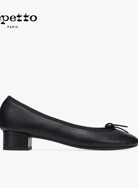 REPETTO丽派朵 CAMILLE胶底牛皮革黑色芭蕾低跟鞋 2025秋季新款