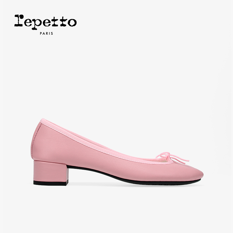 REPETTO丽派朵 CAMILLE胶底橡皮粉牛皮革芭蕾低跟鞋 2025秋季新款