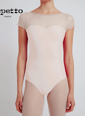 REPETTO丽派朵 女士浅粉色短袖网纱拼接芭蕾舞连体服2025秋冬新款