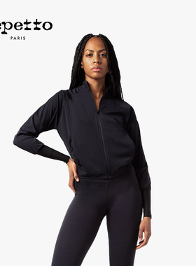 REPETTO丽派朵 女士秋冬新品黑色运动休闲修身窄袖拉链夹克外套