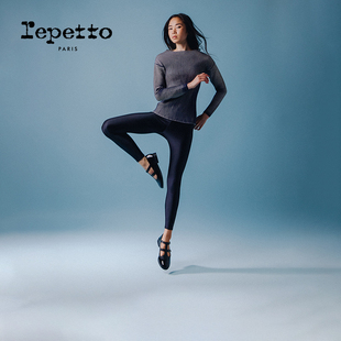 新品 REPETTO丽派朵 2025秋季 college黑色拼接镂空玛丽珍鞋 Salome