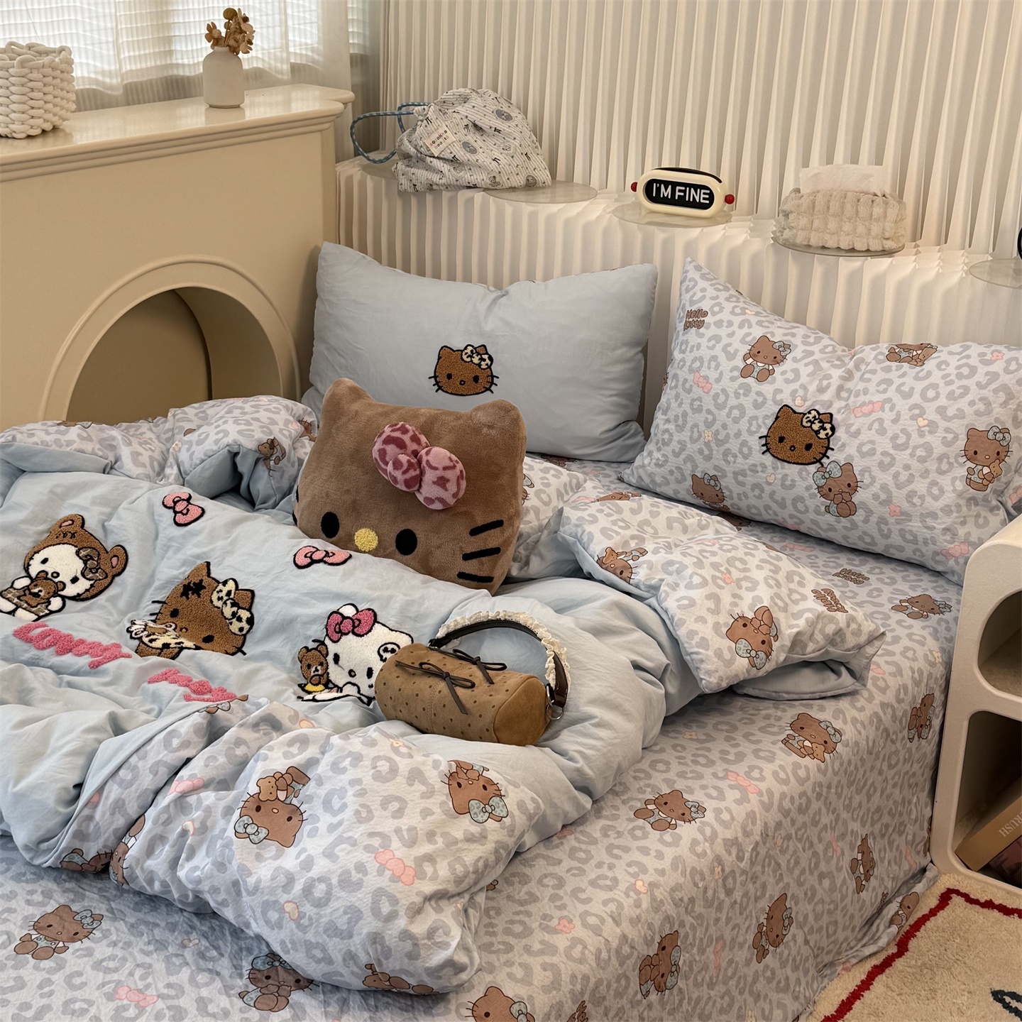 無绵丨可爱少女猫咪水洗棉四件套