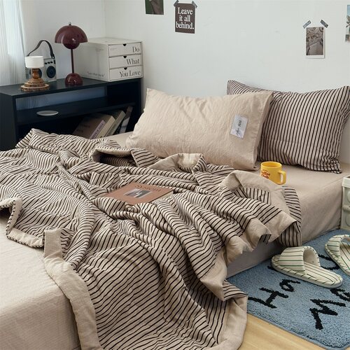 無绵丨日式复古条纹夏凉被四件套