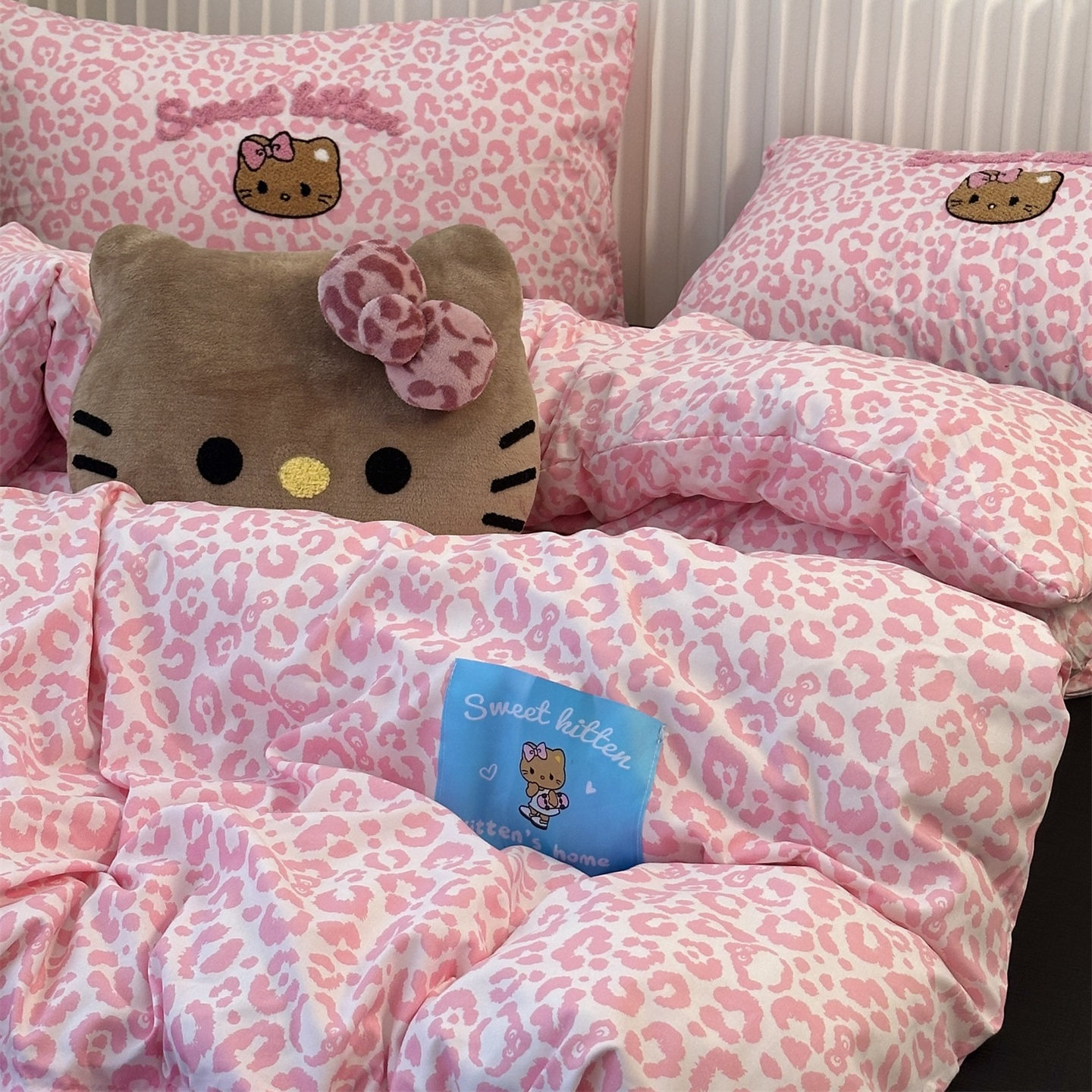 無绵丨少女豹纹KT水洗棉四件套