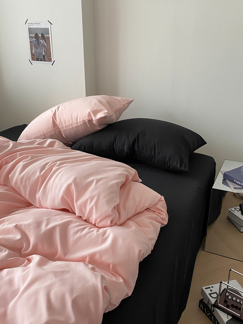 blackpink超火组合博主推荐色水洗棉四件套床单ins三件套被套床笠