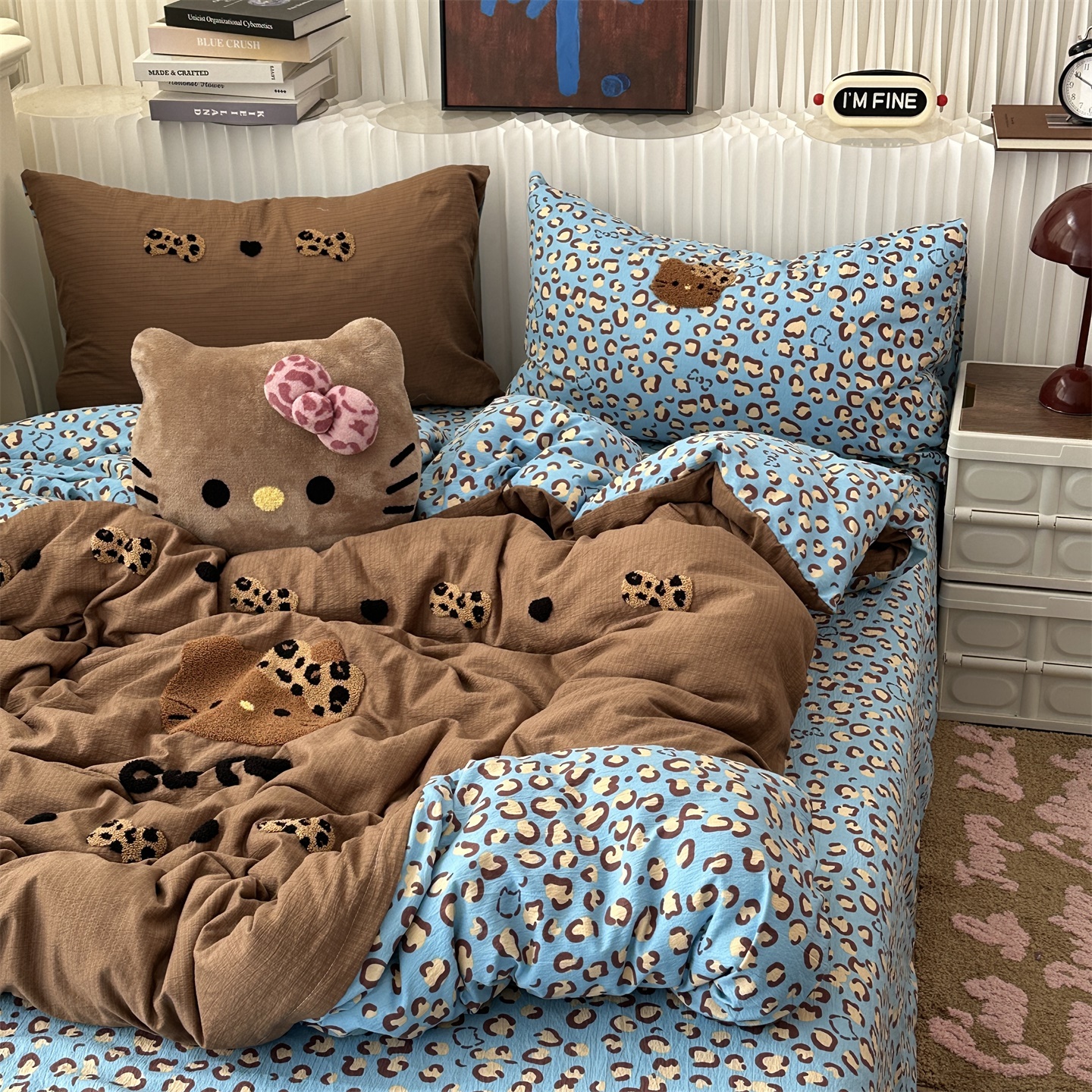 無绵丨少女可爱猫咪毛巾绣四件套