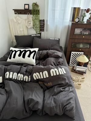 简字母m刺绣毛巾绣水洗棉四件套