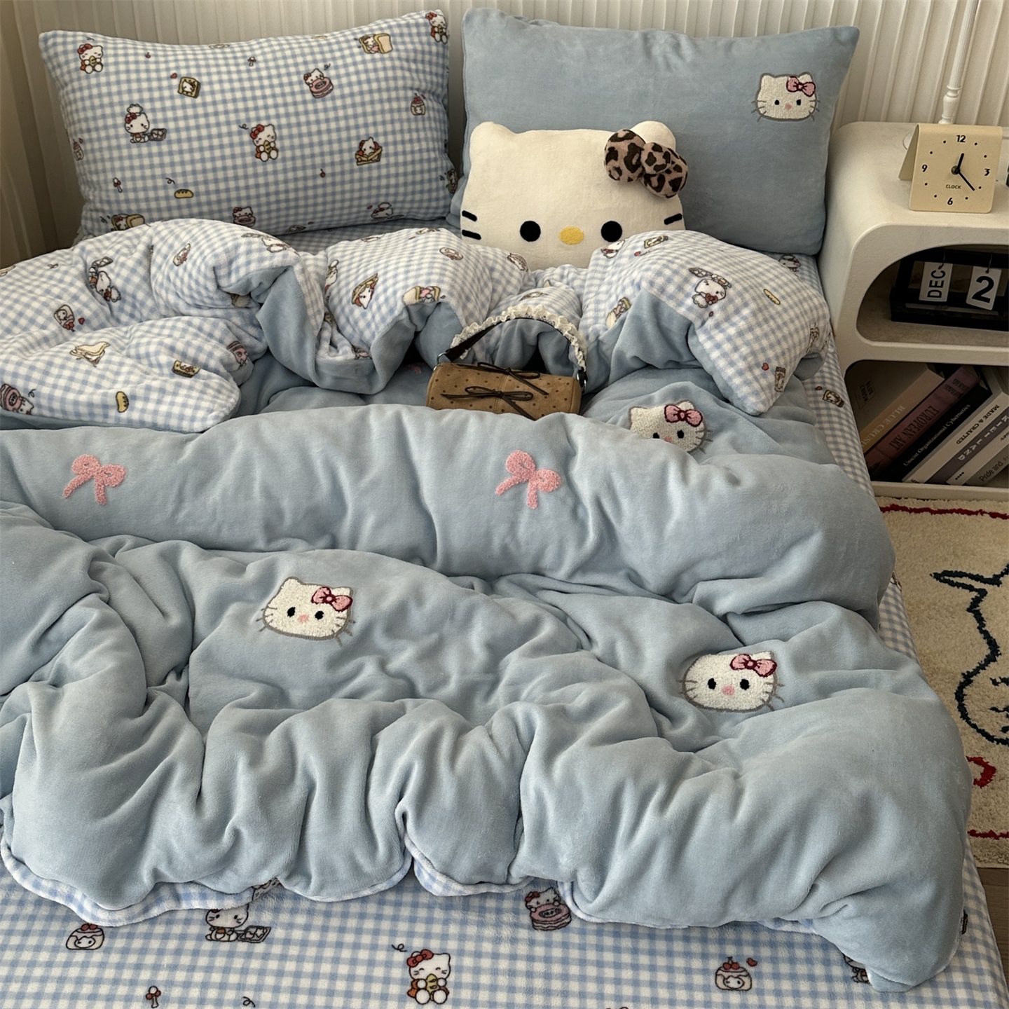 無绵丨可爱KT毛巾绣牛奶绒四件套