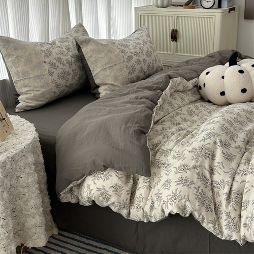 田园风ins水洗棉四件套床裙款1.8