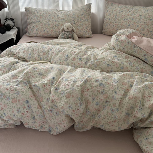 無绵丨少女粉色小碎花水洗棉床品