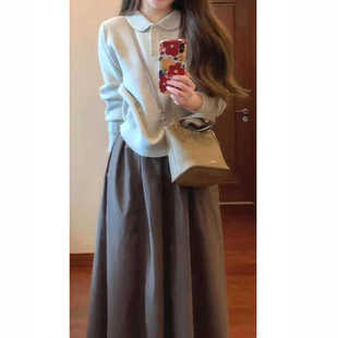 梨型身材显瘦穿搭套装女新款甜美活泼减龄针织毛衣半身裙两件套装