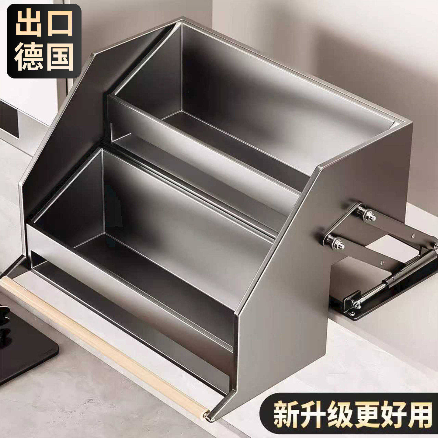 吊柜升降拉篮厨房下拉式调料置物架顶柜上下缓冲升降橱柜调味拉篮