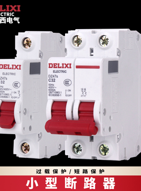 德力西空气开关家用DZ47s小型断路器2P空开63A总开关1P32A电闸C45