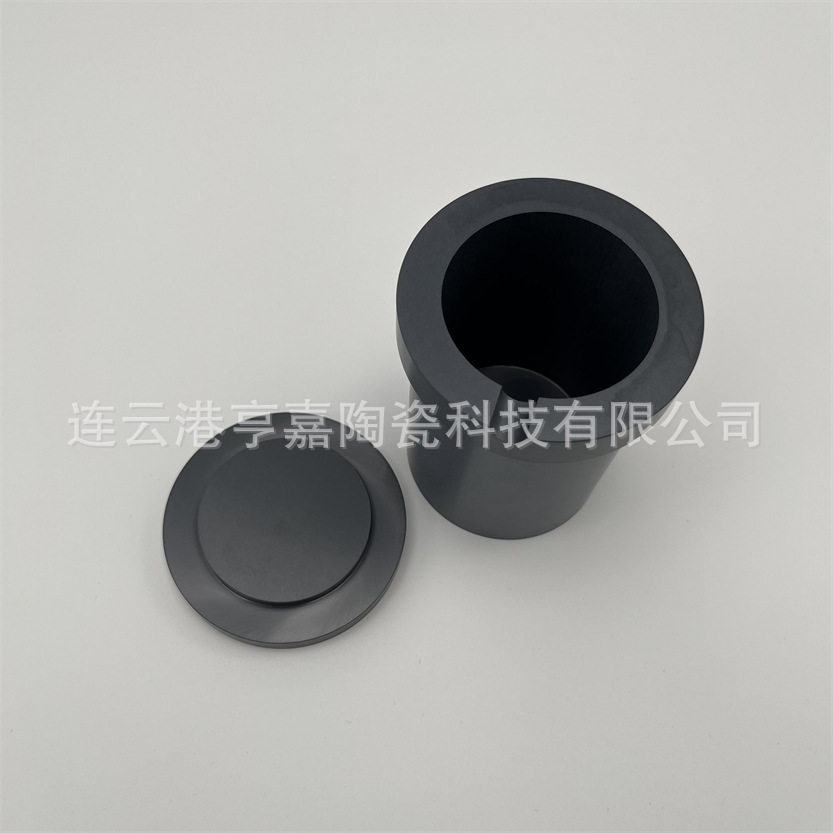 精 加 工氮化硅陶瓷坩埚 带盖 Si3N4黑色陶瓷熔融坩埚