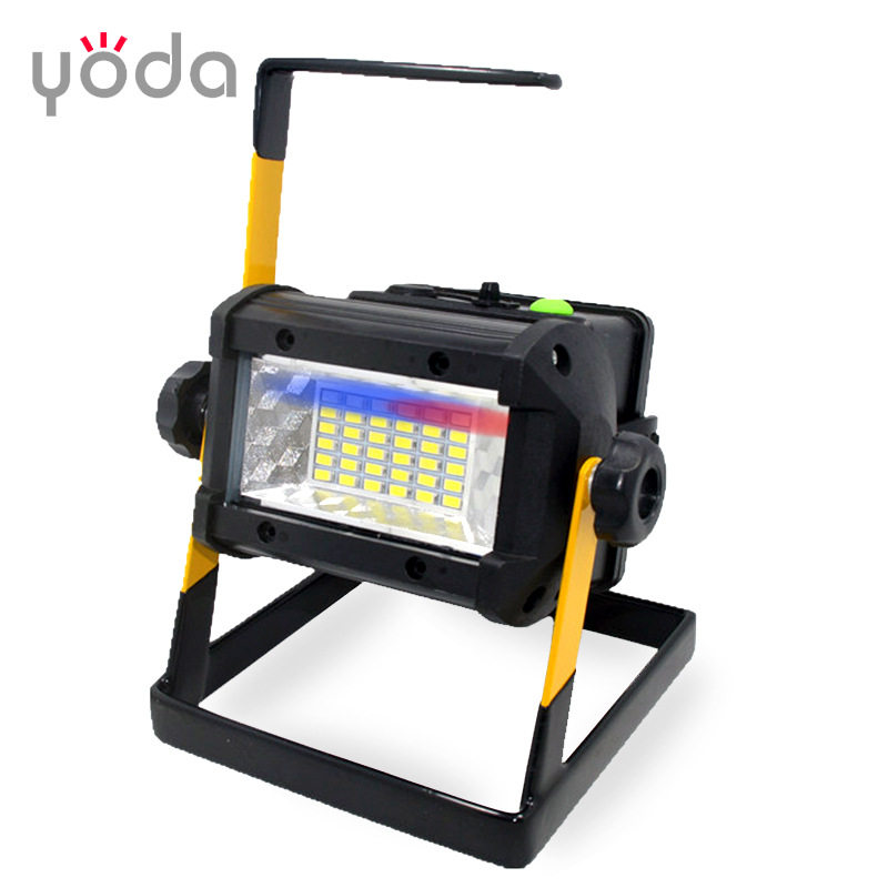 YODAW807LED修车应急警示探照灯50W4*18650红蓝白泛光灯便携强光