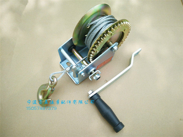 1000磅手摇器配钢丝绳,优质手动绞盘卷扬机绞车,游艇拖车配件