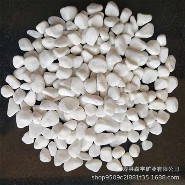 白石子白色鹅卵石白碎石园林景观用白色砾石水磨石地面用白色石子