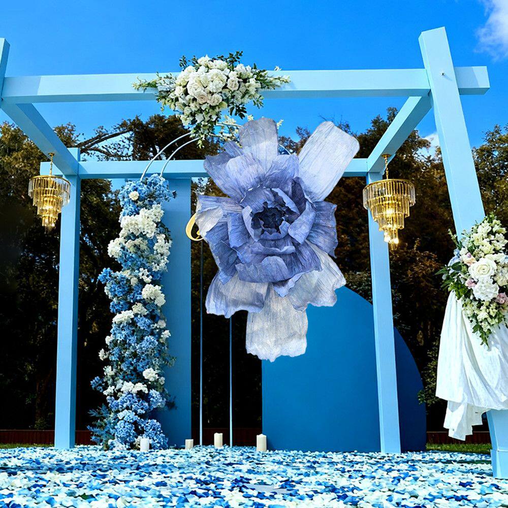 蓝色纸花花大型手工花巨型婚礼背景花装饰橱窗婚庆道具户外