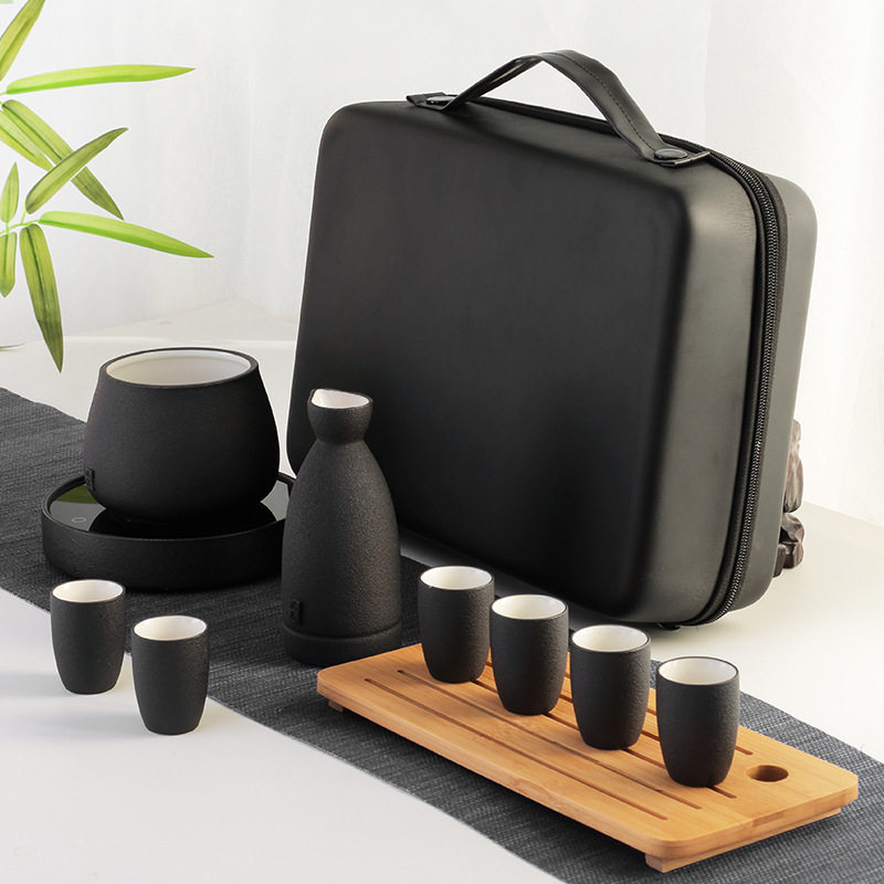 仿古黑陶酒具陶瓷温酒器酒杯烫酒壶家用煮酒器热酒壶中式套装批发