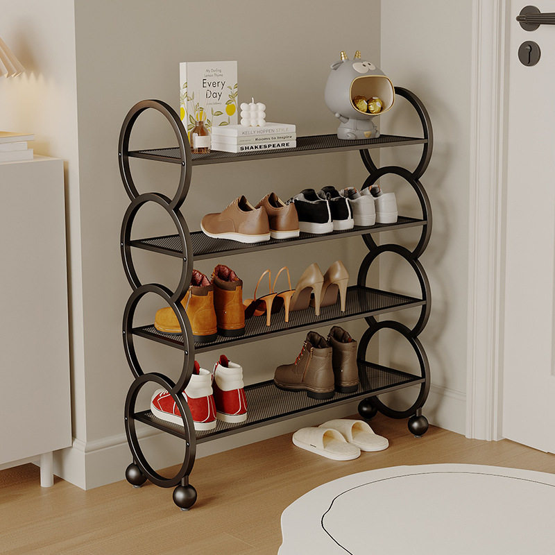 奶油风简易鞋架家用门口多层小型小窄入户宿舍创意鞋柜铁艺置物架