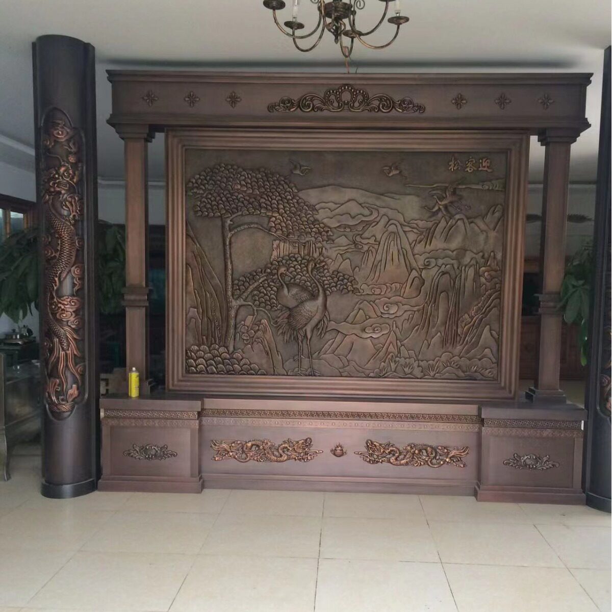 中式别墅纯铜门仿铜门断桥铝造型大门电动平开门农村防盗门栅栏
