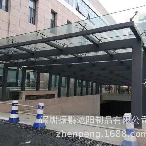 深圳小区钢构雨棚厂学校办公室门头玻璃雨棚厂房办公室玻璃雨棚