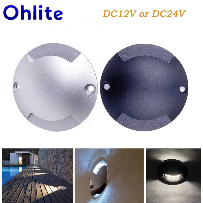 LED射灯12V/24V超薄明装户外防水龟背灯1W2W侧出光甲板台阶步道灯