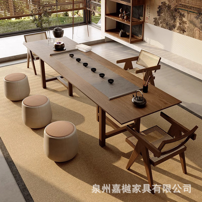 新中式全实木大板茶台茶桌椅组合客厅家用办公室现代简约高级感