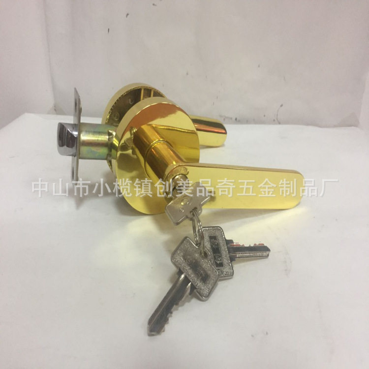 专业生产锌合金执手锁仿金色铜胆铜芯圆形款室内外房间锁