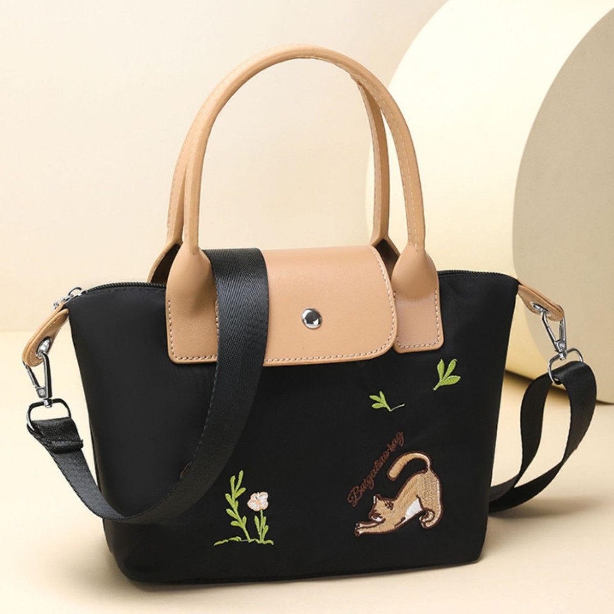 刺绣包包女时尚百搭单肩斜挎包休闲尼龙布手提包夏季大容量托特包,收纳整理,旅行收纳套装,淘宝优惠券,粉丝福利购,淘宝优惠卷