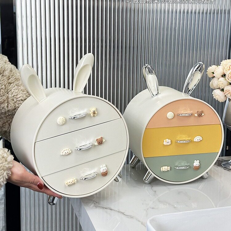 儿童发夹发饰收纳盒可爱桌面抽屉式皮筋头绳首饰整理化妆品置物架
