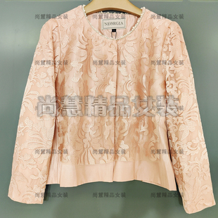 台装品牌2025秋冬新款女装MOE-5003F时尚刺绣短款外套专柜正品