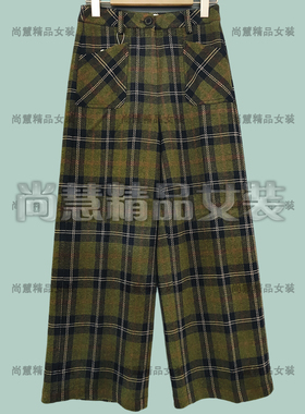 Inkatsu伊嘉族2025秋冬新款女装55351K休闲格子阔腿长裤专柜正品