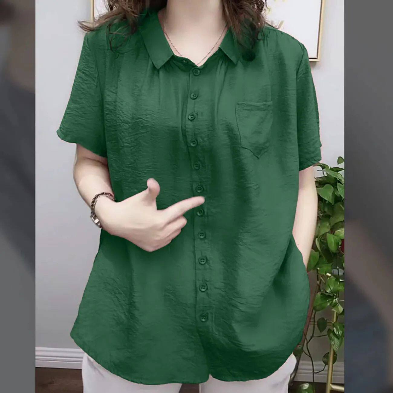 高档胖人女装胖妈妈加肥加大码衬衫遮肚子上衣老年人女装短袖开衫