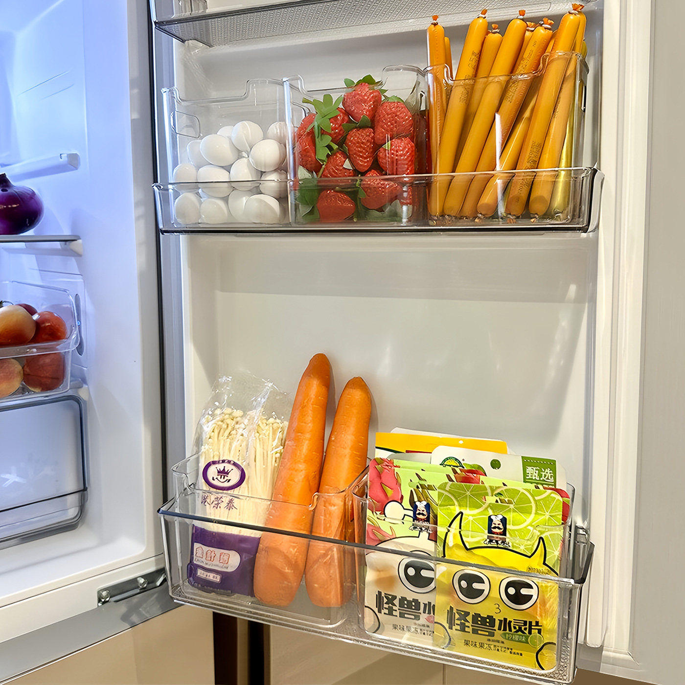 冰箱侧门收纳盒分装整理神器内侧保鲜盒食品级专用侧面门上储物盒
