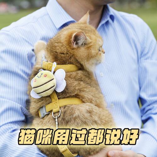 猫咪牵引绳防挣脱外出专用宠物兔子背心遛猫专用溜小猫链子猫绳子
