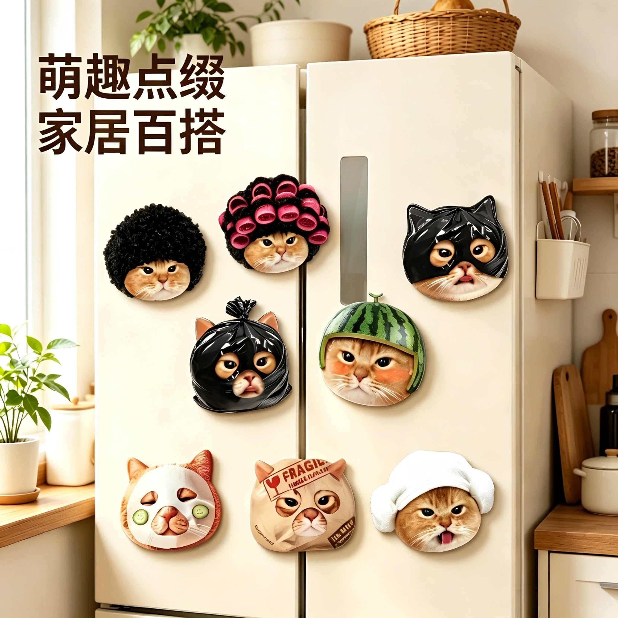 垃圾袋猫咪亚克力冰箱贴磁吸2026新款装饰好物ins搞怪可爱小物件