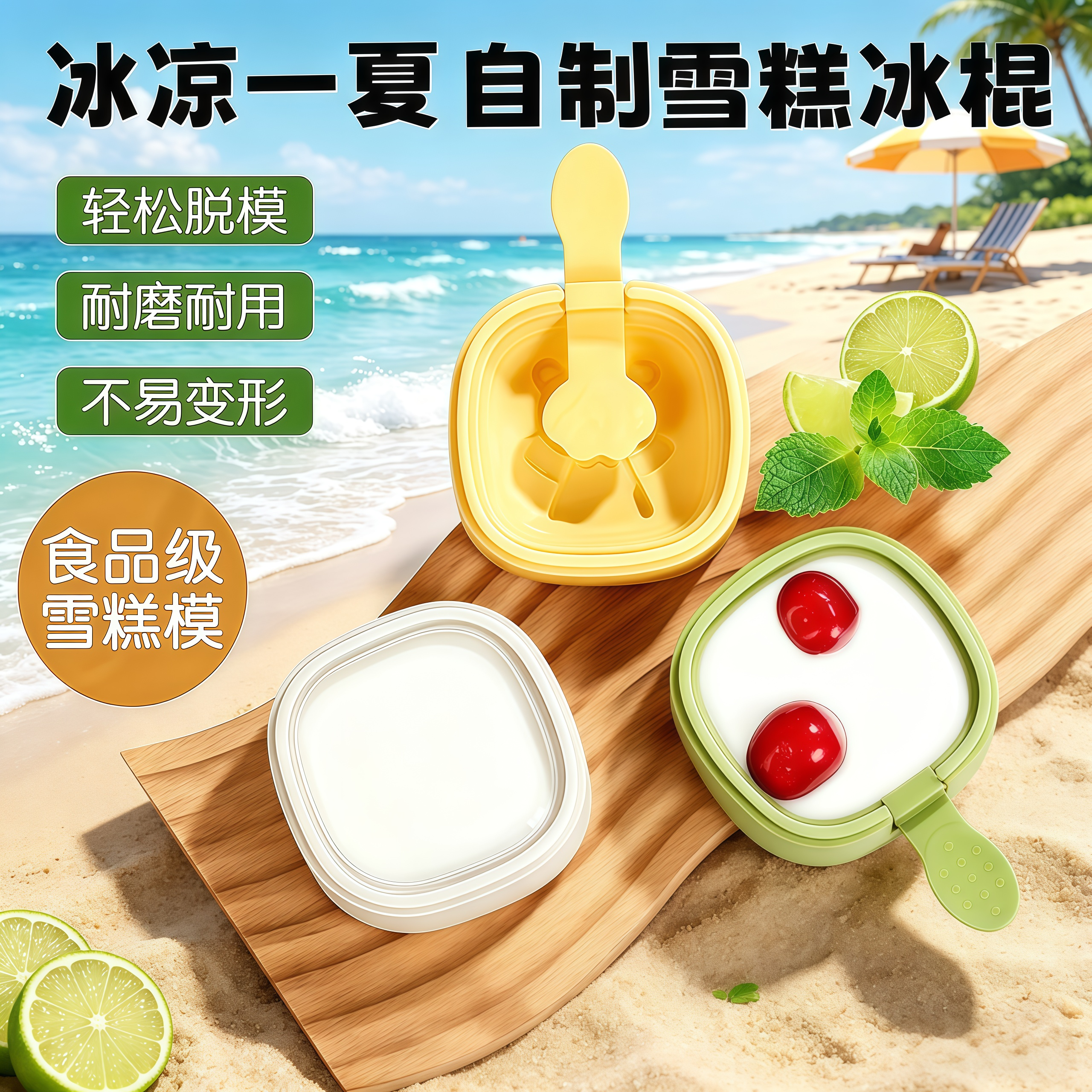 雪糕模具家用做冰棒冰棍冰淇淋冰糕冰块奶酪棒硅胶食品级磨具自制